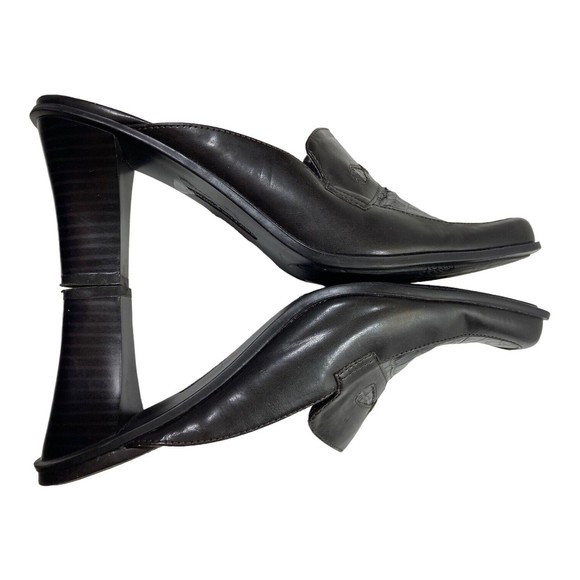 Andrew Geller Mules Magic Women's 8.5M Tessa Black Croco Embossed Stacked Heel - Picture 5 of 9